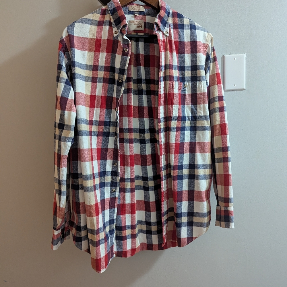The Fox Collection Plaid Button Up Shirt Mens Size Medium